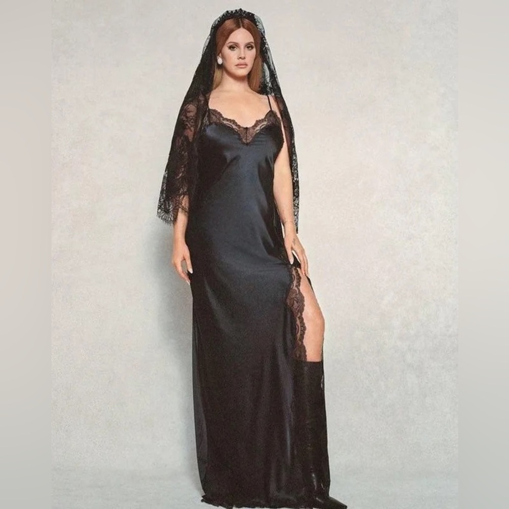 SKIMS Long Black Silk Dress Lana Del Rey